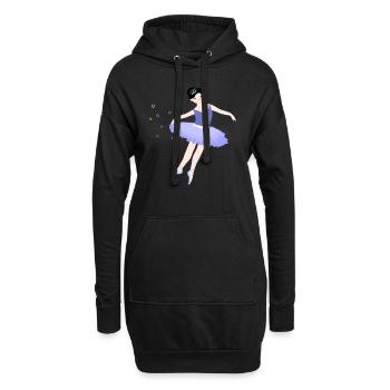 Ballerina Mädchen 4 - Hoodie-Kleid - Schwarz - Vorne