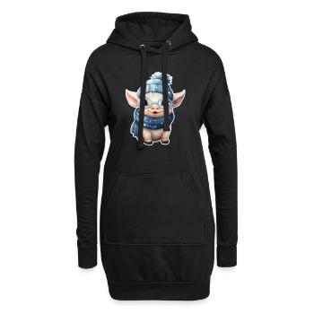 Cochon chanceux - Sweat-shirt à capuche long Femme - noir - Devant
