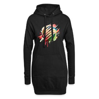 Buntes Obst - Hoodie-Kleid - Schwarz - Vorne