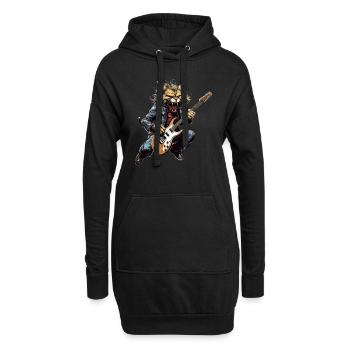 Haustiere, Niedlich, Katze, Tier, Katze, Lustige Musik, Gitarre - Hoodie-Kleid - Schwarz - Vorne