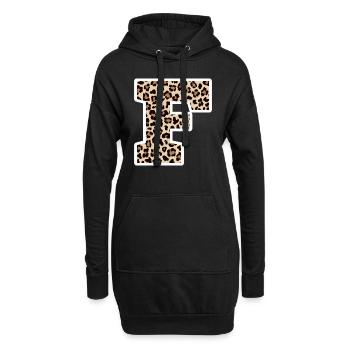 lettre F motif léopard -idée cadeau d’anniversaire - Sweat-shirt à capuche long Femme - noir - Devant