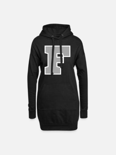 Buchstabe f sport - Hoodie-Kleid - Schwarz