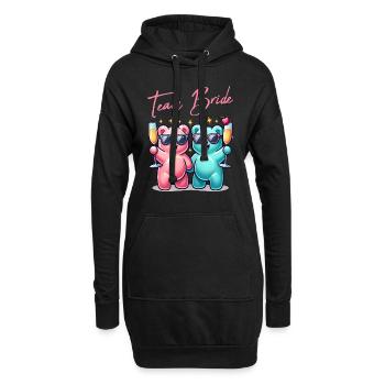 Team Bride Gummibären, JGA Outfit für Trauzeugen - Hoodie-Kleid - Schwarz - Vorne