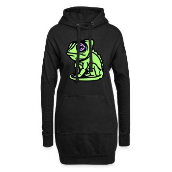 Caméléon - Sweat-shirt à capuche long Femme - noir - Devant