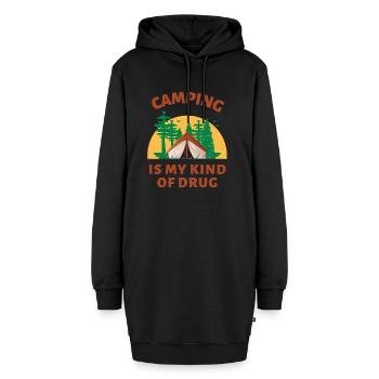 Camping my kind of drug - Hoodie Dress - black - Front
