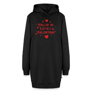 Saint-Valentin Cœurs rouges - Sweat-shirt à capuche long Femme - noir - Devant