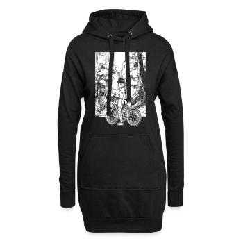 Stylisches Biker-Shirt für urbane Abenteurer - Hoodie-Kleid - Schwarz - Vorne