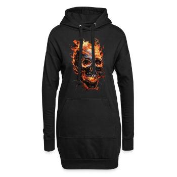 Skull Flames Skull Fire Skeleton Biker - Sweat-shirt à capuche long Femme - noir - Devant