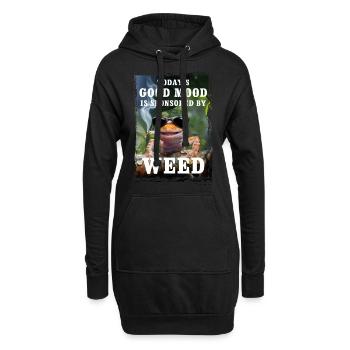 Gecko - La bonne humeur du jour est sponsorisée par weed - Sweat-shirt à capuche long Femme - noir - Devant