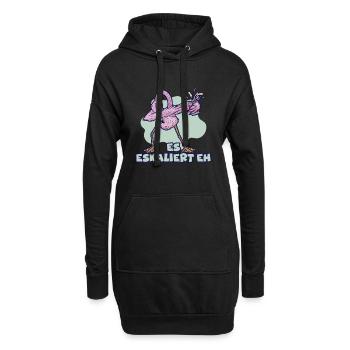 Party Spruch Trinkspruch Es Eskaliert Eh Flamingo - Hoodie-Kleid - Schwarz - Vorne