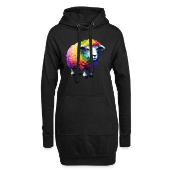 Schafe Cool Niedlich Bunt Regenbogen und Cool - Hoodie-Kleid - Schwarz - Vorne