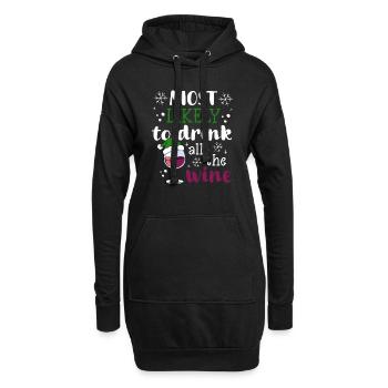Le vin de Noël le plus susceptible de boire tout le vin - Sweat-shirt à capuche long Femme - noir - Devant