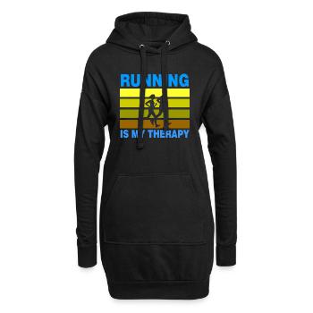 Running Is My Therapy - Hoodie-Kleid - Schwarz - Vorne