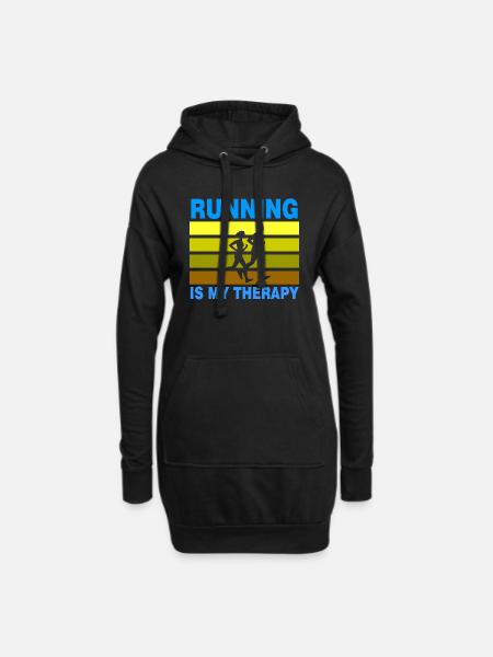 Running Is My Therapy - Sweat-shirt à capuche long Femme - noir