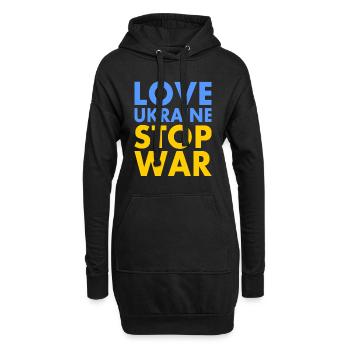 Love ukraine stop war - Sweat-shirt à capuche long Femme - noir - Devant