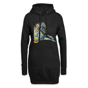 Dessin de cheval cadeau coloré - Sweat-shirt à capuche long Femme - noir - Devant