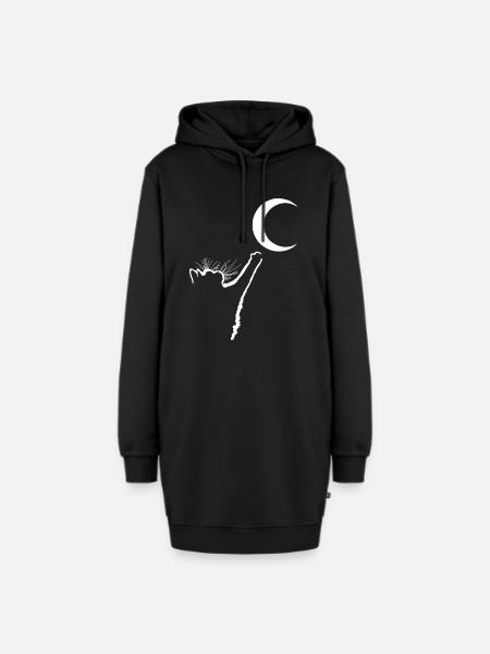 Die Katze und der Mond - Hoodie-Kleid - Schwarz