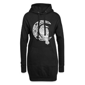 Le corbeau blanc et la lune - Sweat-shirt à capuche long Femme - noir - Devant