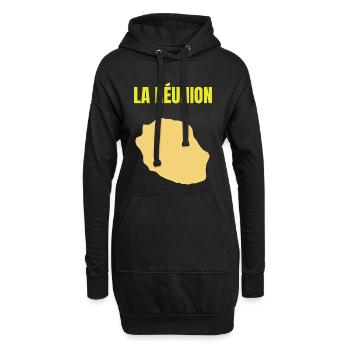 T-Shirt mit goldener Karte auf der Insel La Réunion - Hoodie-Kleid - Schwarz - Vorne