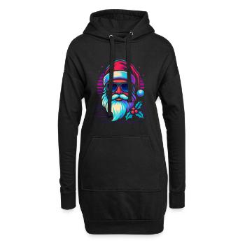 Jeux rétro drôles du Père Noël - Sweat-shirt à capuche long Femme - noir - Devant
