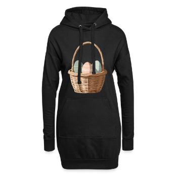 Œufs pastel dans un panier - Sweat-shirt à capuche long Femme - noir - Devant
