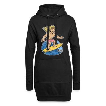 Blonde Surferin auf Welle - Hoodie-Kleid - Schwarz - Vorne