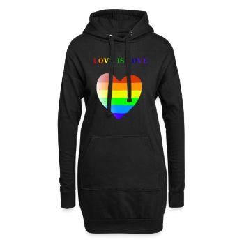 Regenbogen Herz Geschenkidee LGBT Love is love - Hoodie-Kleid - Schwarz - Vorne