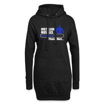 Installing muscles gym body building fitness - Hoodie-Kleid - Schwarz - Vorne