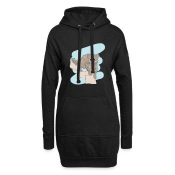 Illustriertes Design mit Wildkatze - Hoodie-Kleid - Schwarz - Vorne