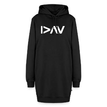 Ich bin größer als Höhen und Tiefen, weißer Text - Hoodie-Kleid - Schwarz - Vorne