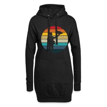 Falconer rétro coucher de soleil fauconnerie colportage fauconnier - Sweat-shirt à capuche long Femme - noir - Devant