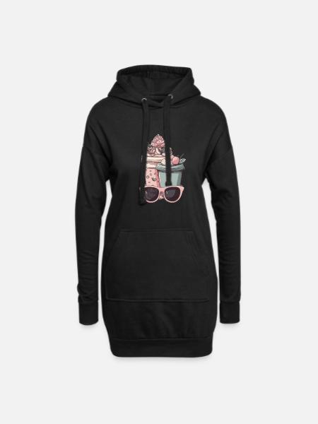 Kaffeebecher Sonnenbrille Topping - Hoodie-Kleid - Schwarz