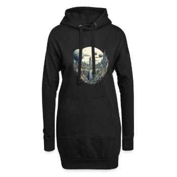 Futuristisch Leben auf Planeten - Hoodie-Kleid - Schwarz - Vorne