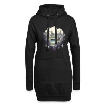 Futuristisch Leben auf Planeten - Hoodie-Kleid - Schwarz - Vorne