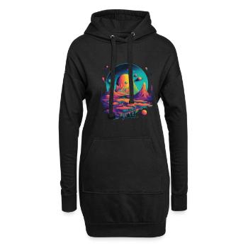 Futuristisch Leben auf Planeten - Hoodie-Kleid - Schwarz - Vorne