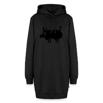 Wildschwein - Hoodie-Kleid - Schwarz - Vorne - AI Model Female 172 light (172cm)