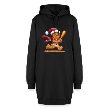 Drôle de bonhomme en pain d’épice Design de Noël - Baseball - Sweat-shirt à capuche long Femme - noir - Devant