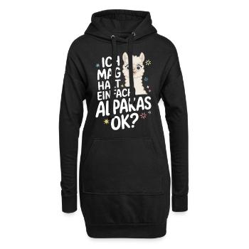 Alpaka Llama - Hoodie-Kleid - Schwarz - Vorne