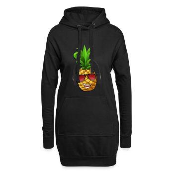 Fröhliche Ananas - Hoodie-Kleid - Schwarz - Vorne