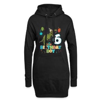 6 ans, fête d'anniversaire pour enfants, garçon, dinosaure Rex - Sweat-shirt à capuche long Femme - noir - Devant