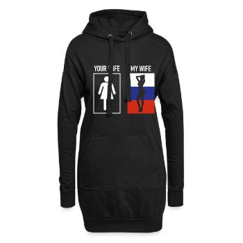 Mon wife cadeau Russie Amour Russe - Sweat-shirt à capuche long Femme - noir - Devant