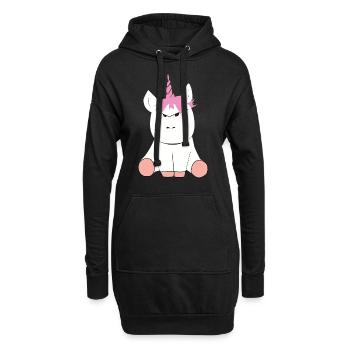 Grumpy Unicorn Einhorn - Hoodie-Kleid - Schwarz - Vorne