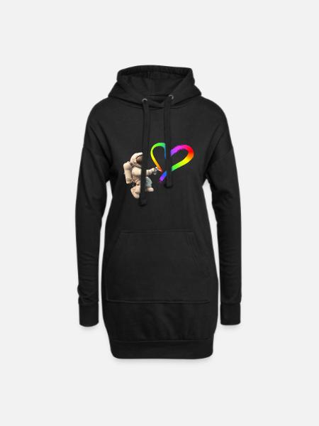 Un astronaute pulvérise des graffitis sur le cœur LGBTQ - Sweat-shirt à capuche long Femme - noir