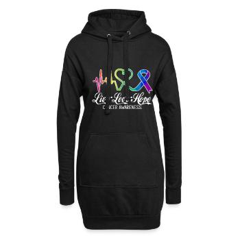 Live Love Hope Cancer Awareness Symboles colorés - Sweat-shirt à capuche long Femme - noir - Devant