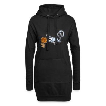 Chat jouant avec une balle - Sweat-shirt à capuche long Femme - noir - Devant