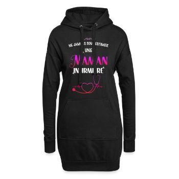 Maman infirmiere femme forte cadeau infirmière - Sweat-shirt à capuche long Femme - noir - Devant
