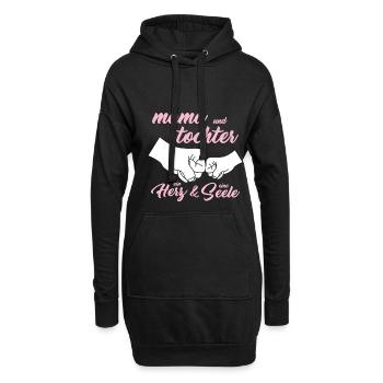 Mama und Tochter ein Herz & eine Seele Spruch - Hoodie-Kleid - Schwarz - Vorne