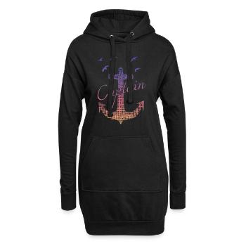 captain - Hoodie-Kleid - Schwarz - Vorne