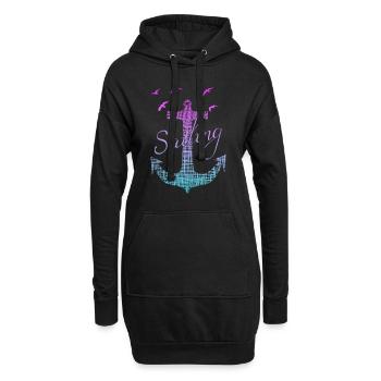Anker Skipper Kapitän Segeln - Hoodie-Kleid - Schwarz - Vorne