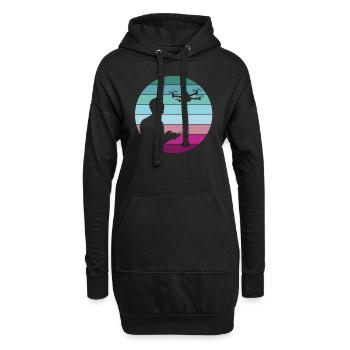 Drohne Pilot Quadrocopter Geschenk Retro Vintage - Hoodie-Kleid - Schwarz - Vorne